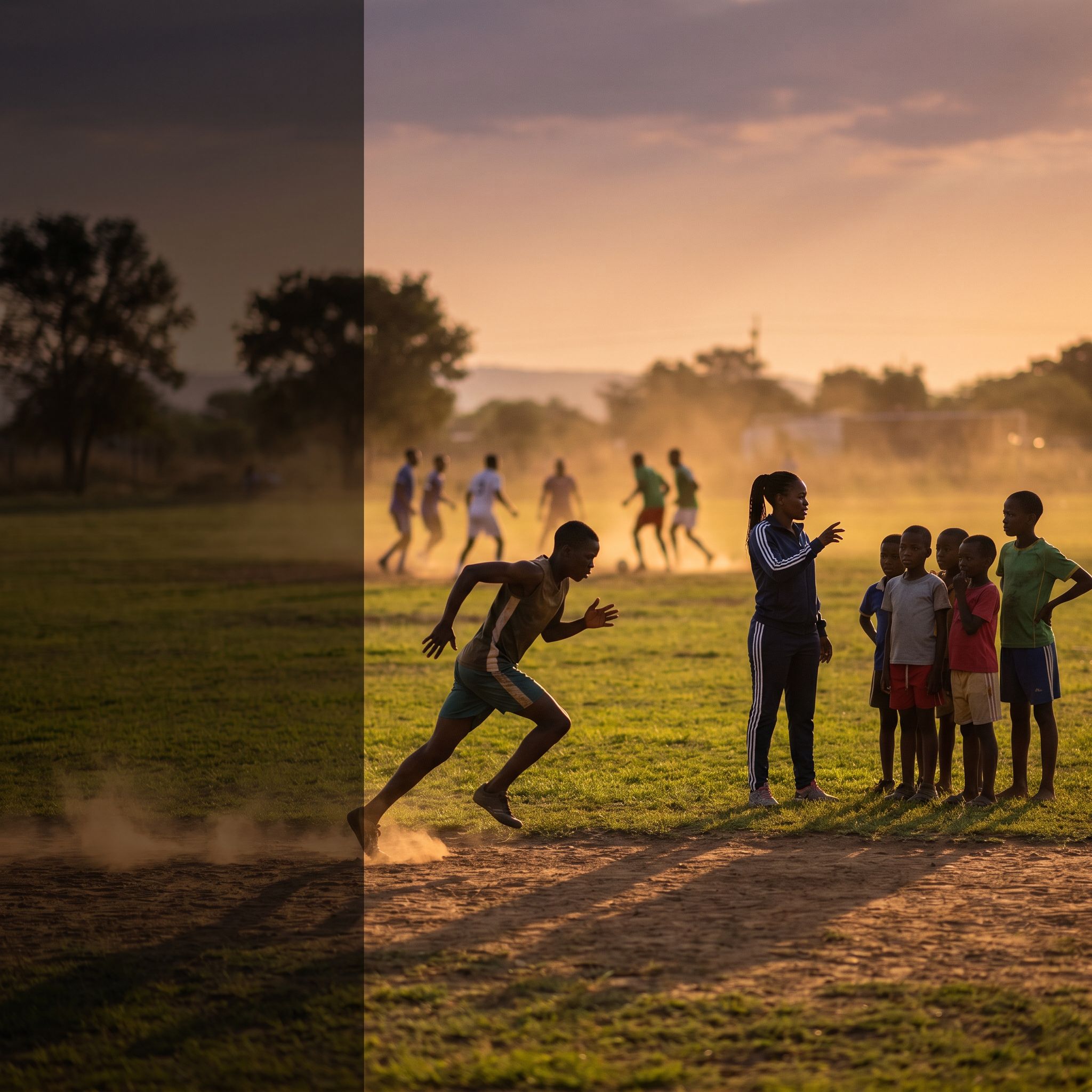 Young athletes training with a coach at a community sports ground in AUSC Region 5